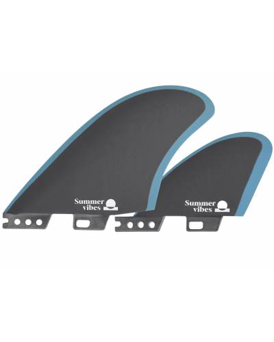Quad Mid Keel 4-Fin Set - Dual Tab - Black/Blue - M/L