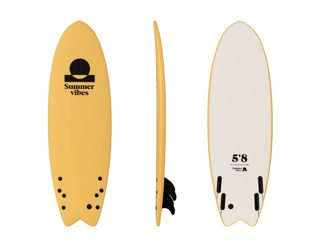 Quad Fish 5'8 Softboard - Lt Yellow / White 