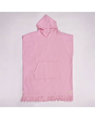 Ladies Waffle Poncho - Pink Sorbet