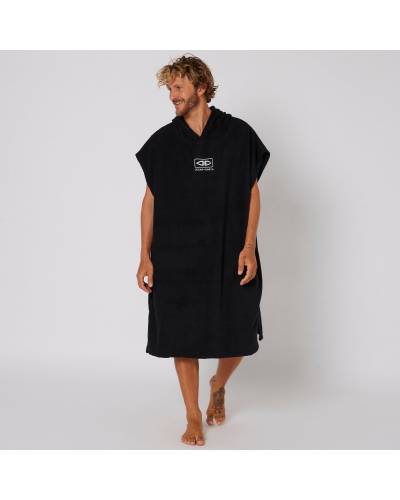 Mens Terry Hooded Poncho - Black