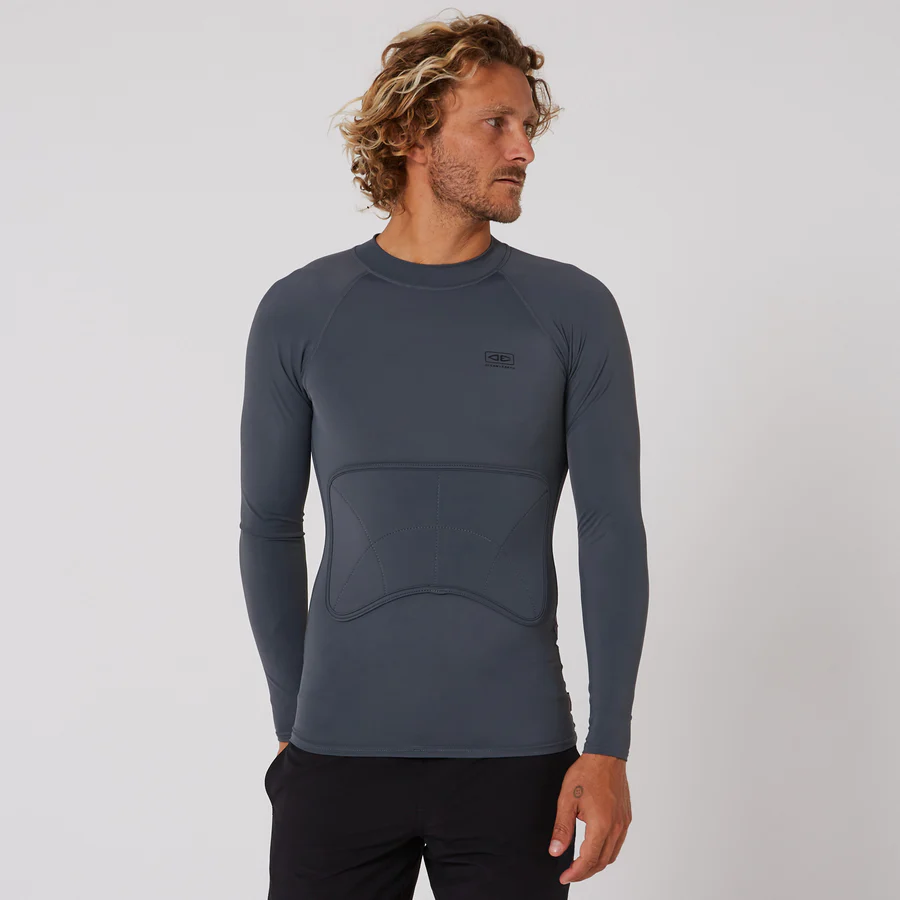 Buy the Ocean and Earth Rib Guard Long Sleeve Vest Charcoal